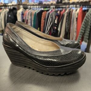 Fly London Black Platform Wedge Shoes